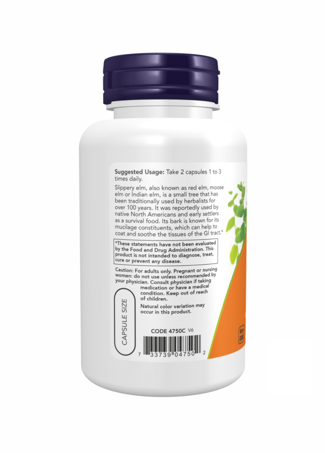 Для желудка Slippery Elm 400 mg - 100 vcaps (Скользкий вяз) от псориаза и язвенных заболеваний Now Foods (260196216)