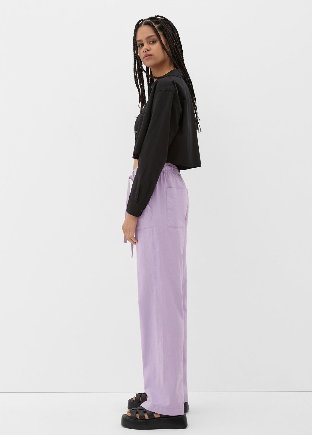 Фиолетовые кэжуал летние брюки S.Oliver