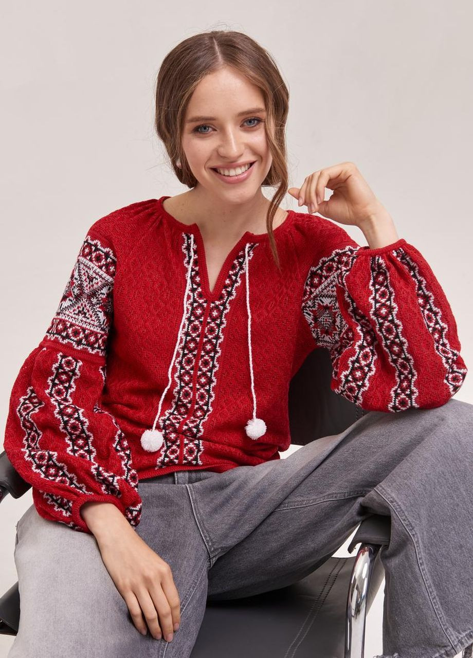 В'язана жіноча блуза "Червона рута" MEREZHKA (260267449)