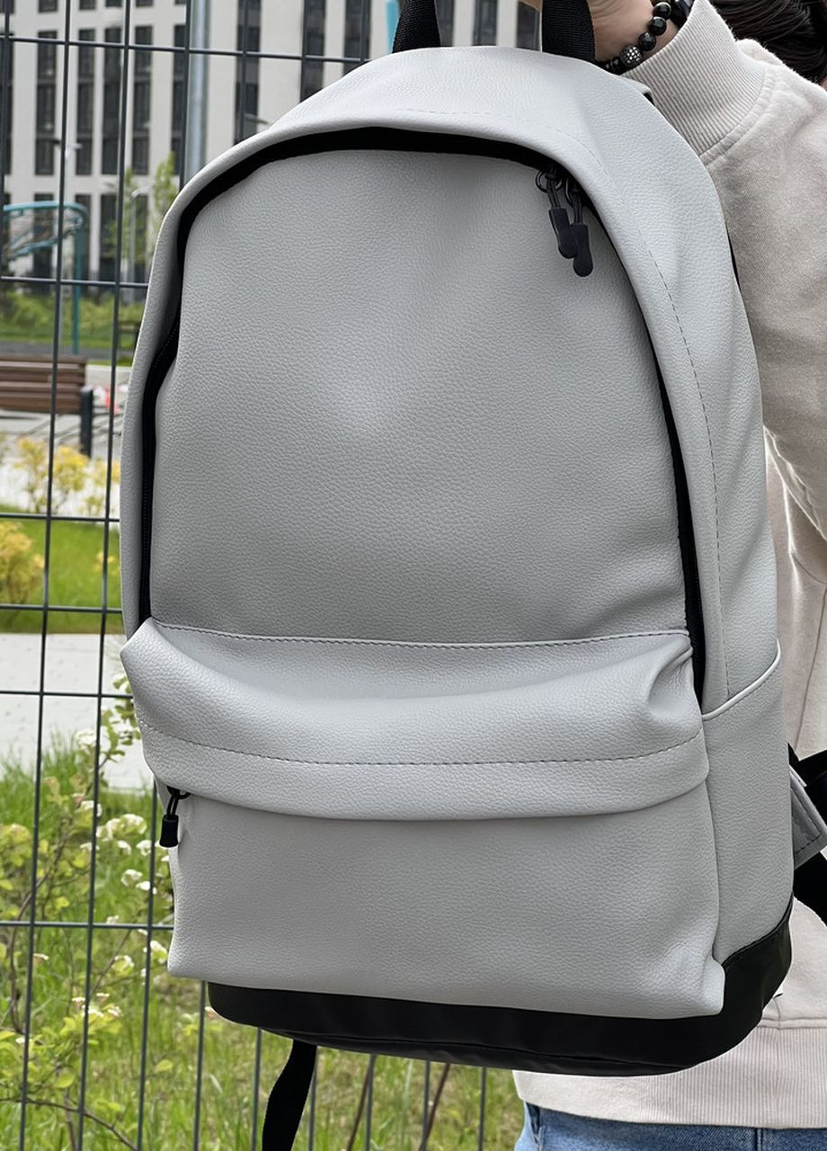 Женский городской рюкзак подростковый в экокоже, классический цвет серый No Brand City (260267412)