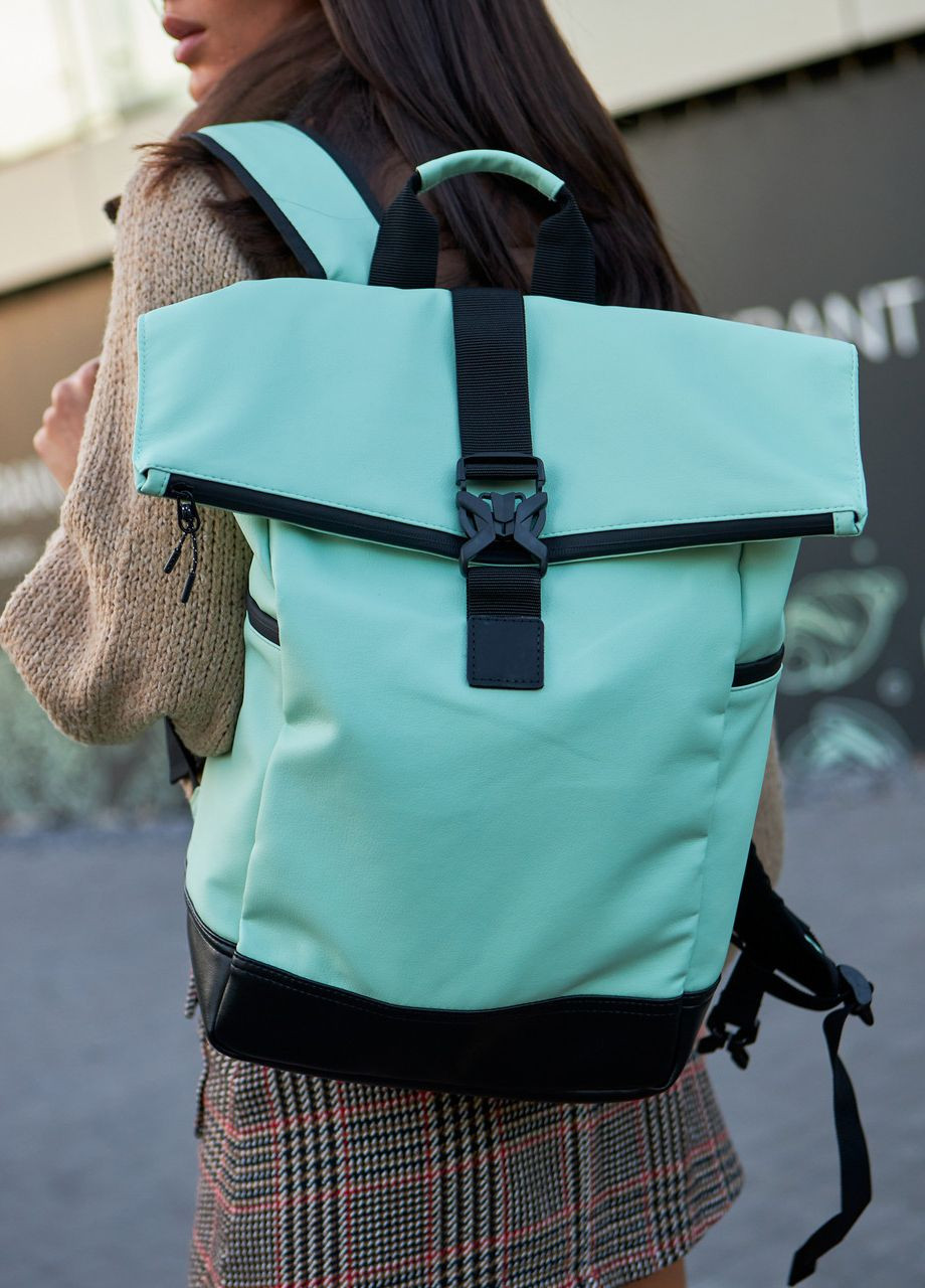 Женский городской рюкзак ролтоп для ноутбука для путешествий мятного цвета No Brand rolltop (260267404)
