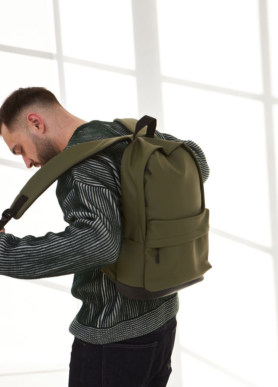 Рюкзак городской в экокоже, классический цвет хаки No Brand City (260267400)