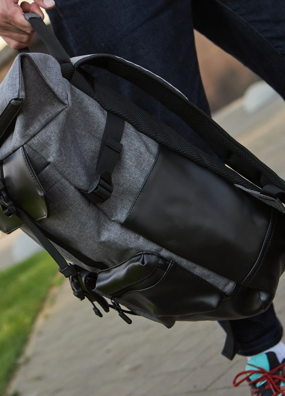 Стильный и практичный рюкзак роллтоп для ноутбука Rolltop для путешествий комбинированный, серого цвета No Brand RolltopNew (260267425)