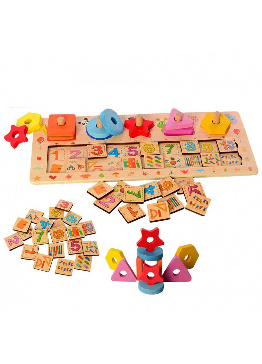 Дерев'яна іграшка Набір першокласник Геометрика/рахунки Limo Toy (260269037)