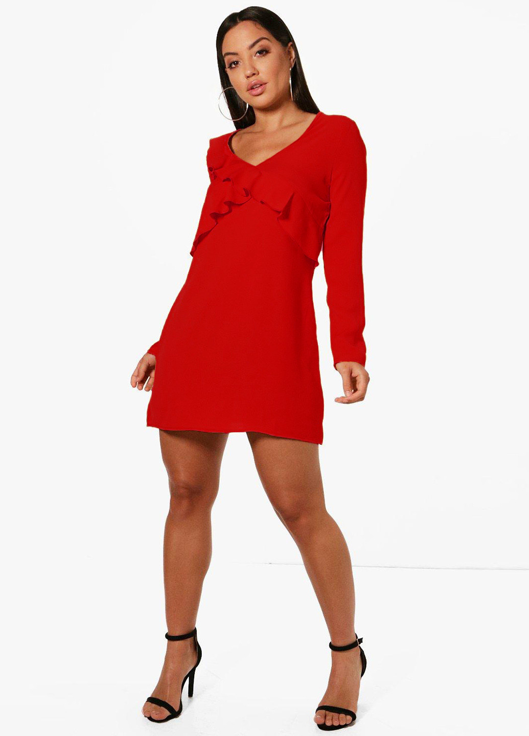 Красное кэжуал платье мини Boohoo однотонное