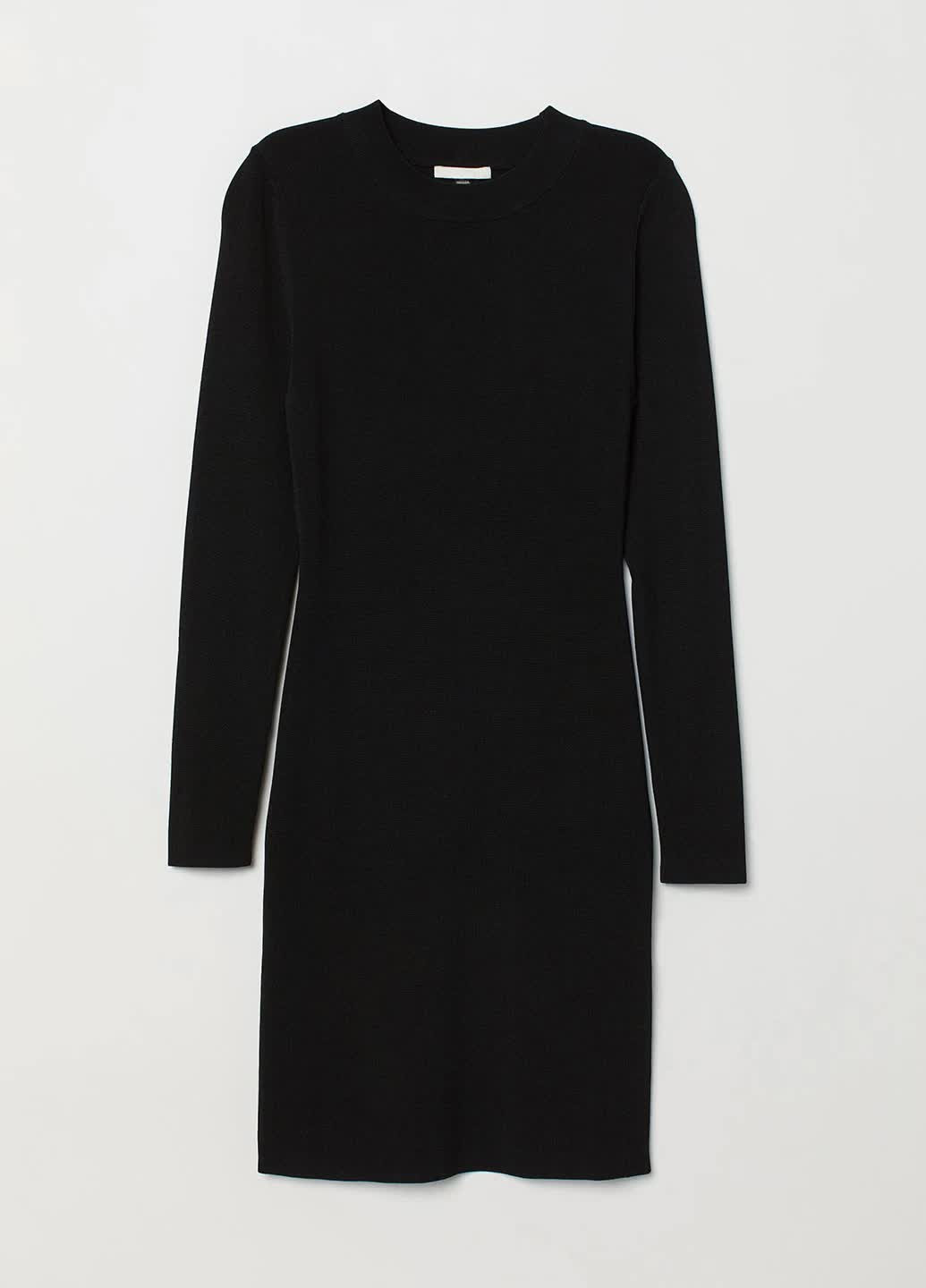 Черное кэжуал платье из вискозы H&M однотонное
