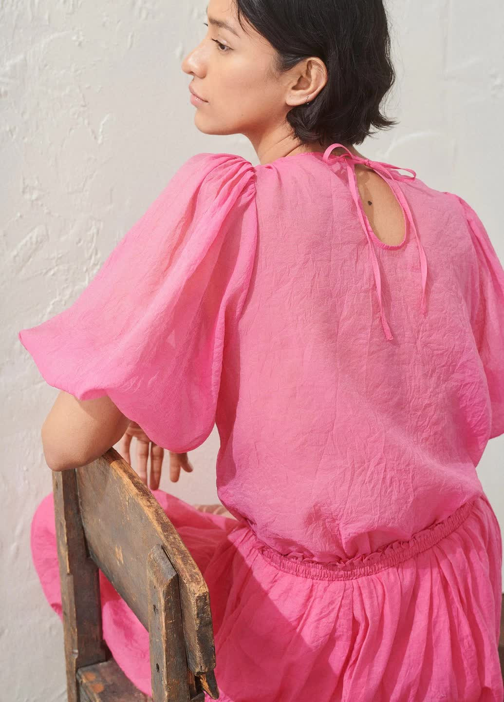 Рожева літня напівпрозора блуза H&M
