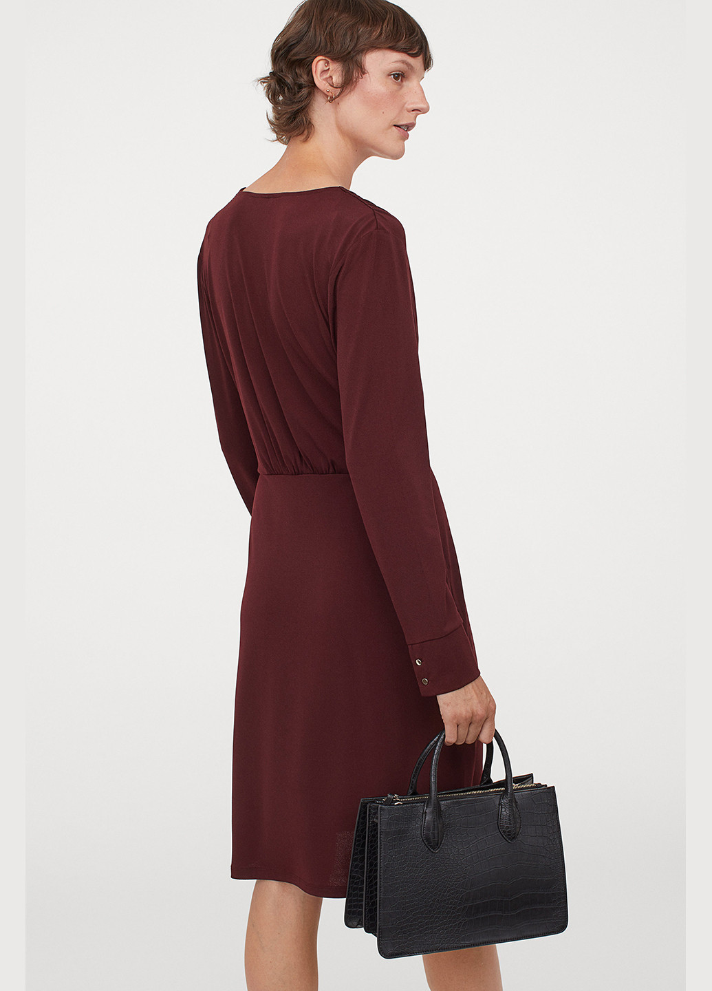 Бордова кежуал сукня на запах H&M однотонна