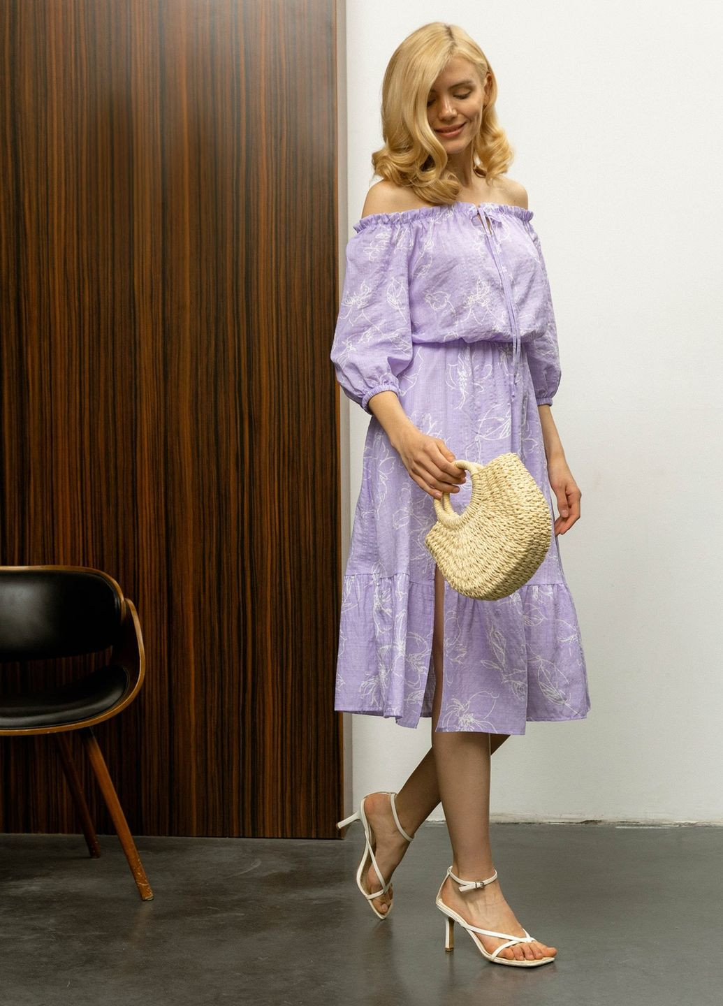 Фиолетовое повседневный платье Liton с цветочным принтом