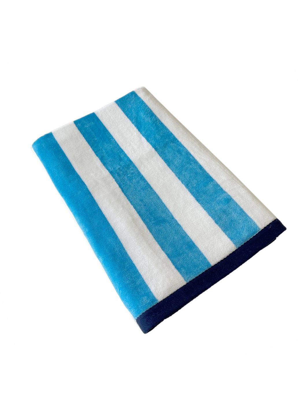 Lovely Svi рушник xxl (90 на180 см) - бавовна велюр/махра - банні пляжні в басейн біло - синій смужка синій виробництво - Китай