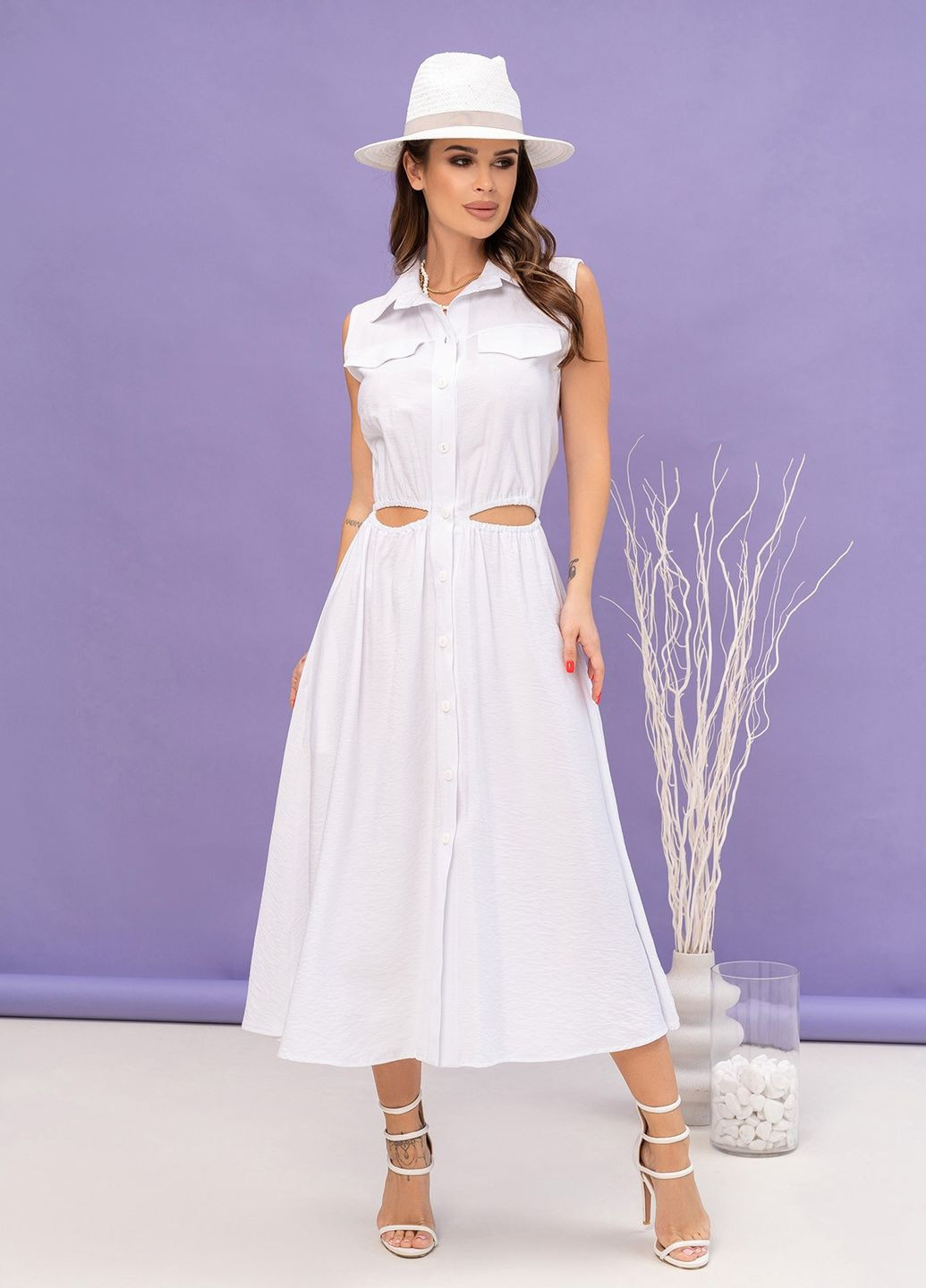 Білий повсякденний сукня жіноча сорочка ISSA PLUS однотонна