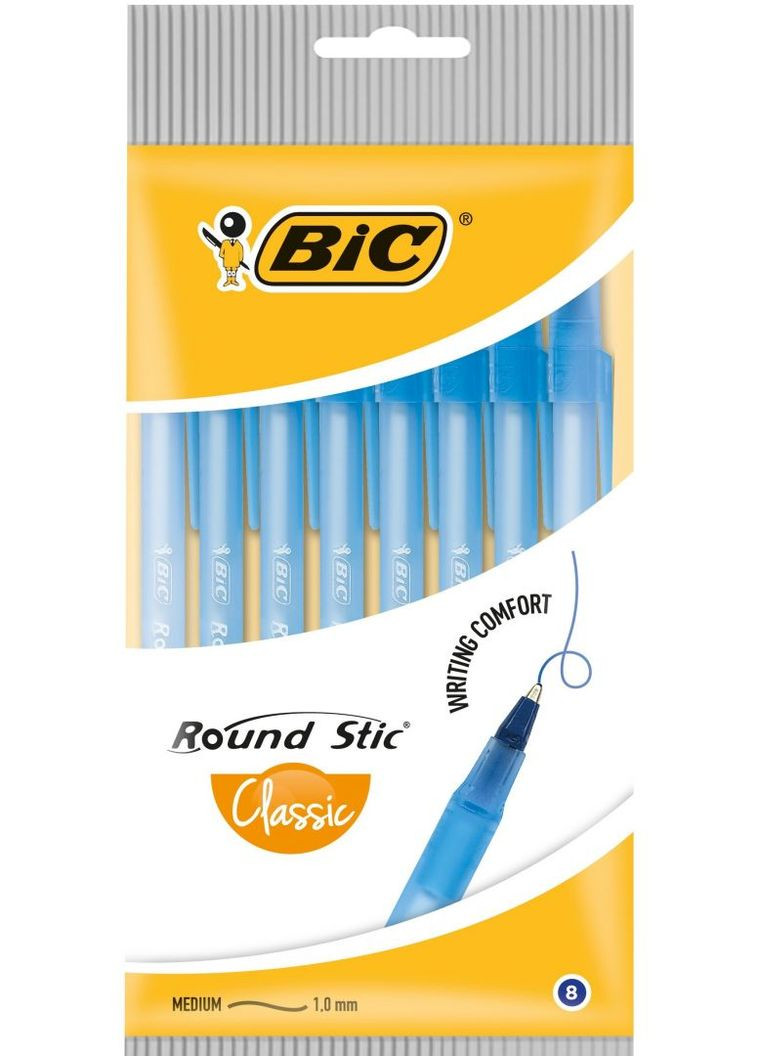 Ручки кулькові Round 8шт синя Bic 3086123399297 (260342419)