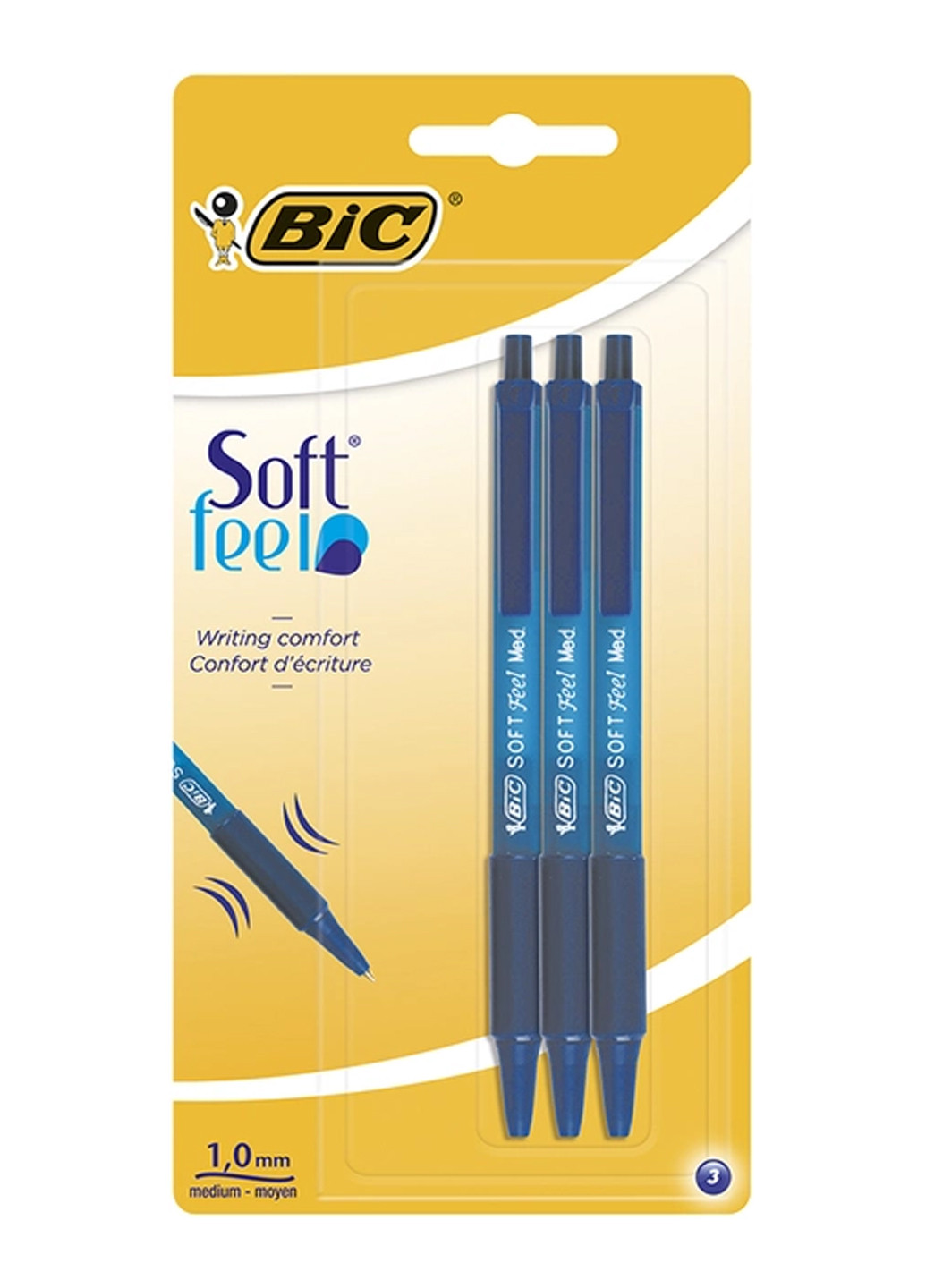 Набір автоматичних кулькових ручок Soft Feel Clic Grip Синіх 3 шт Bic 70330133723 (260342437)