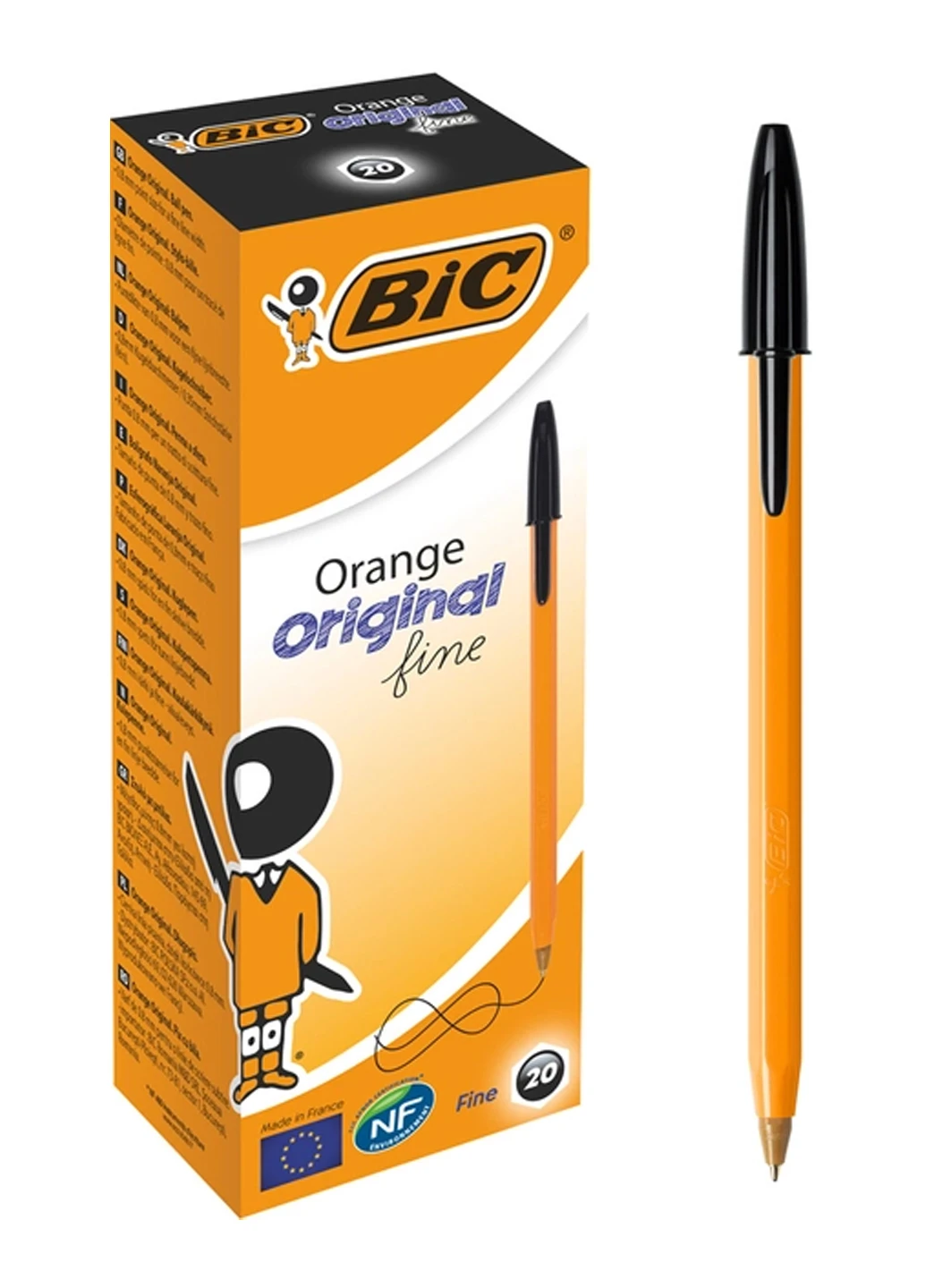 Набір кулькових ручок Orange Original Fine Чорний 0.8 мм 20 шт Bic 3086121101144 (260342462)