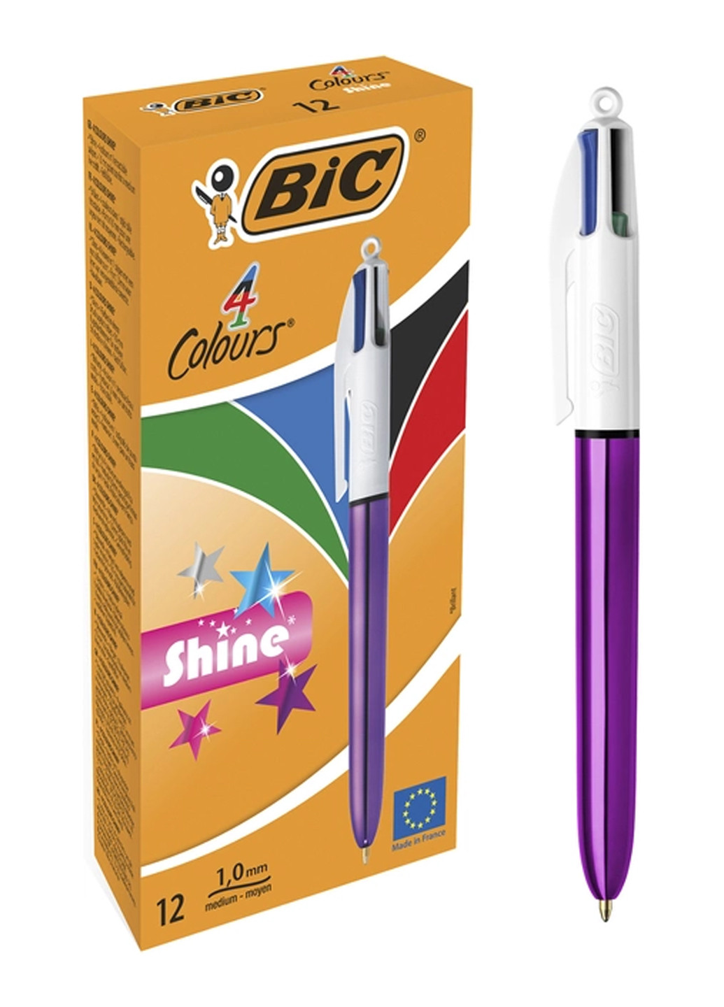 Набір кулькових ручок 4 Colours Shine Purple 1 мм 12 шт Bic 3086123502901 (260342448)