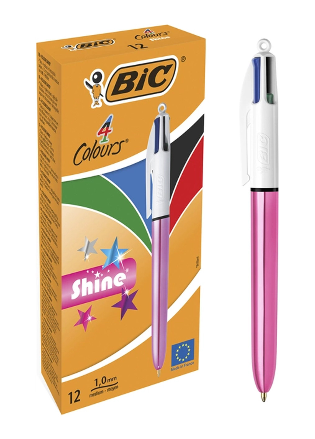 Набір кулькових ручок 4 Colours Shine Pink 1 мм 12 шт Bic 3086123502918 (260342464)