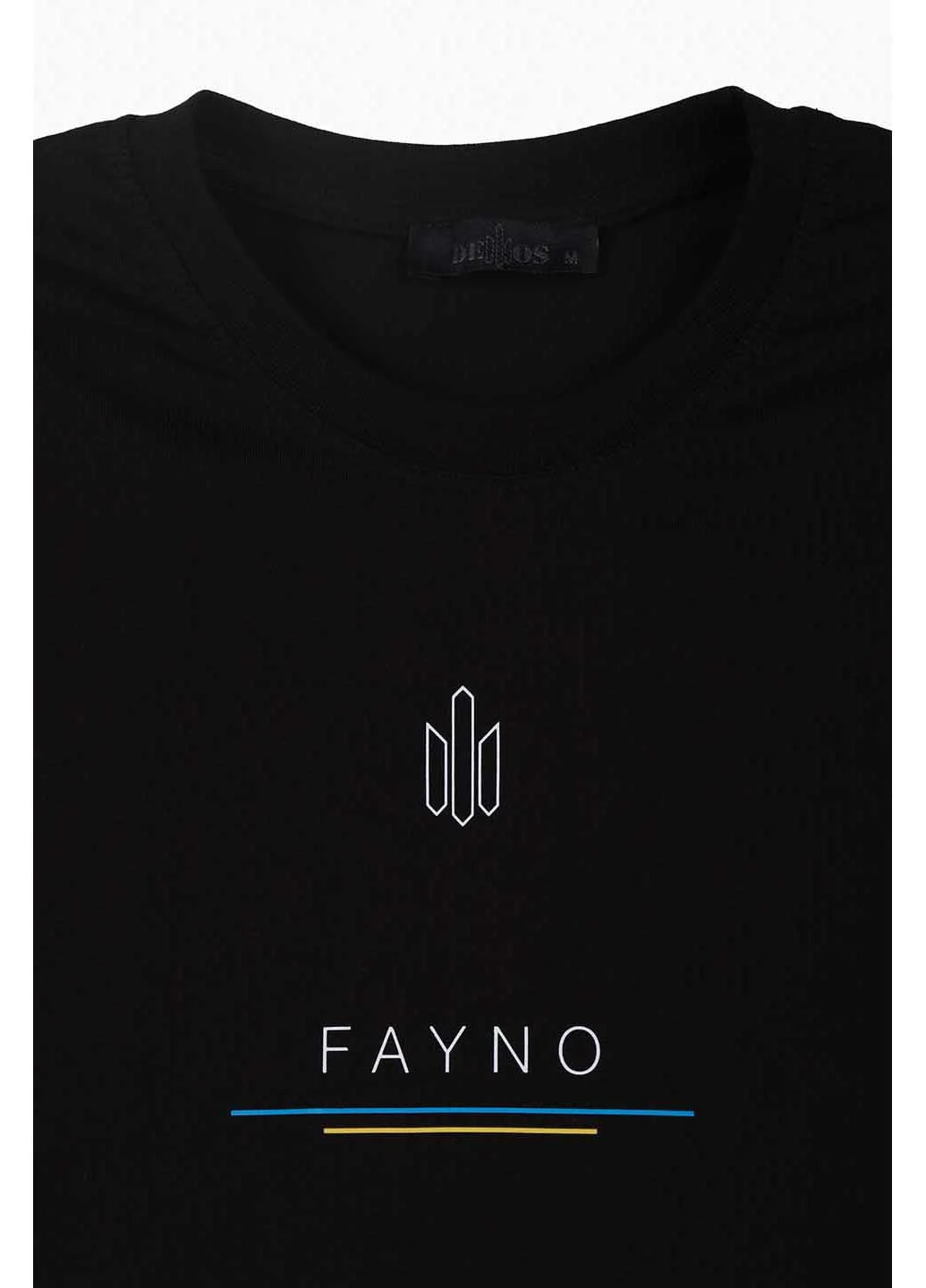 Чорна футболка з принтом fayno Demos