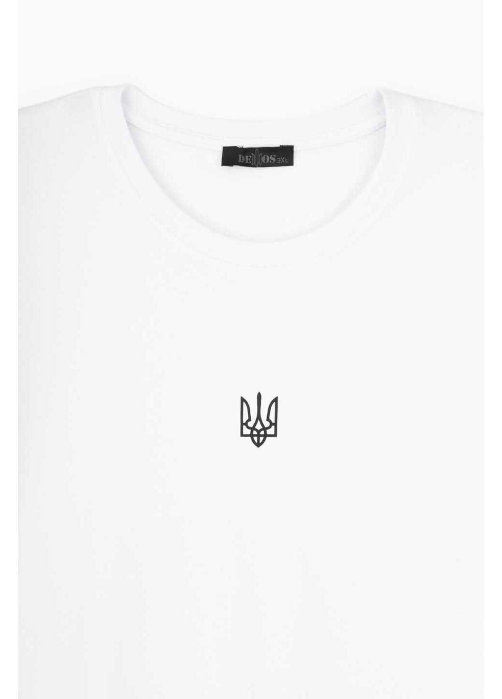 Белая футболка с принтом "герб" Demos
