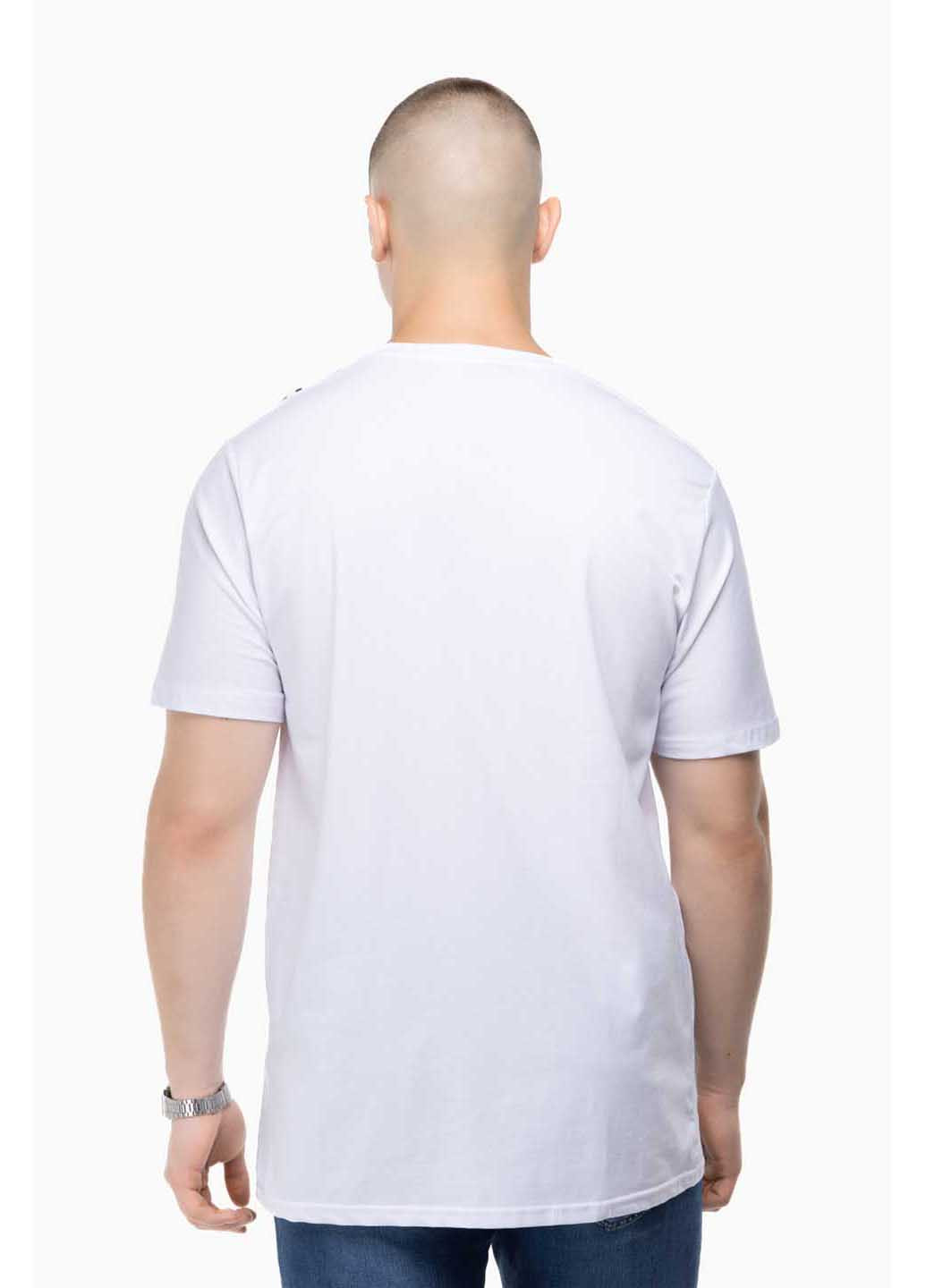 Біла футболка з принтом Demos