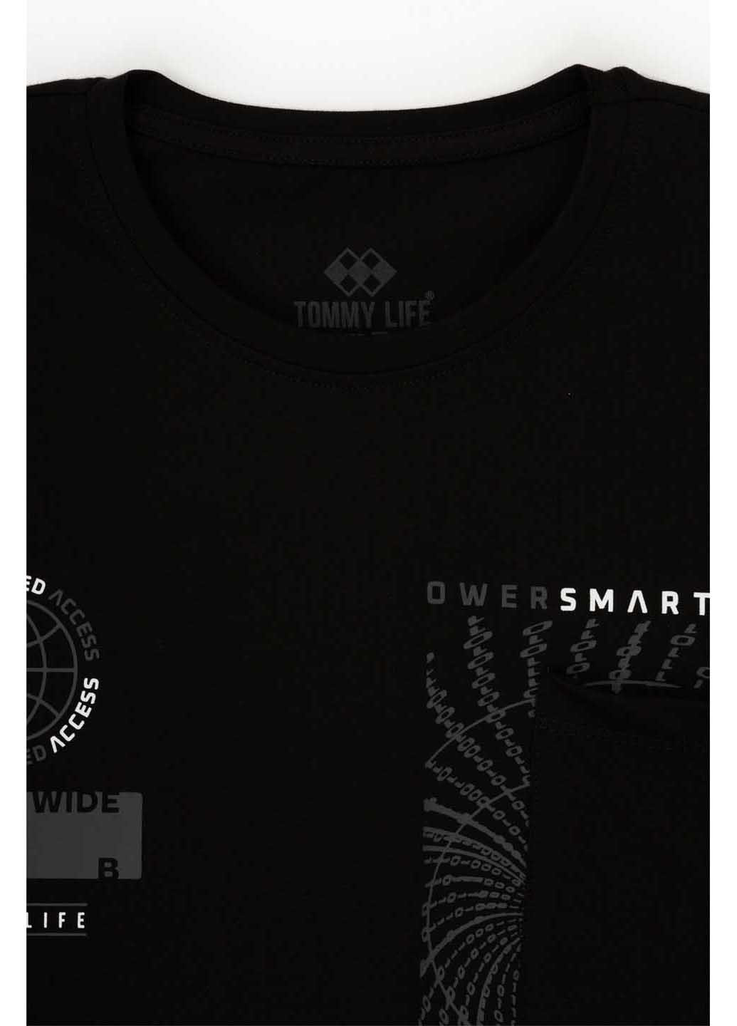 Черная футболка с принтом Tommy Life