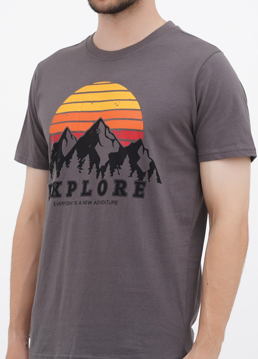 Серая мужская футболка, набор из 2 шт с коротким рукавом Cleve