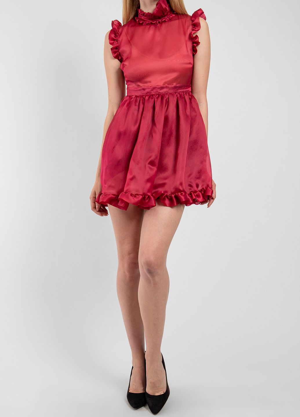 Красное повседневный бордовое шелковое платье MSGM однотонное
