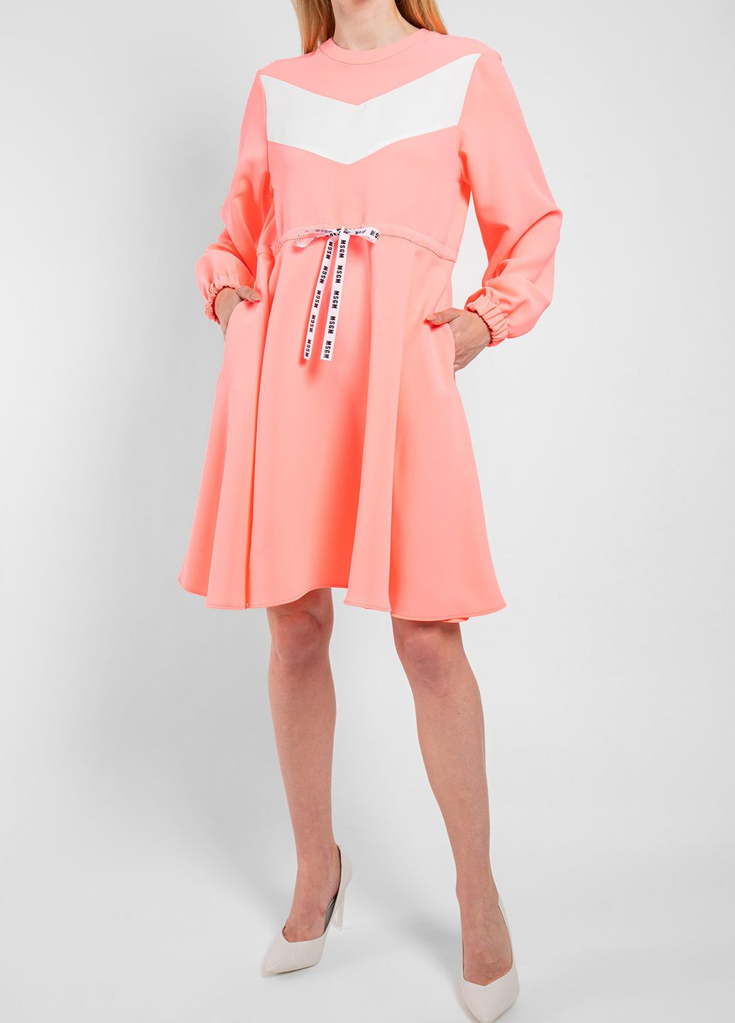 Розовое повседневный пудровое платье миди MSGM однотонное