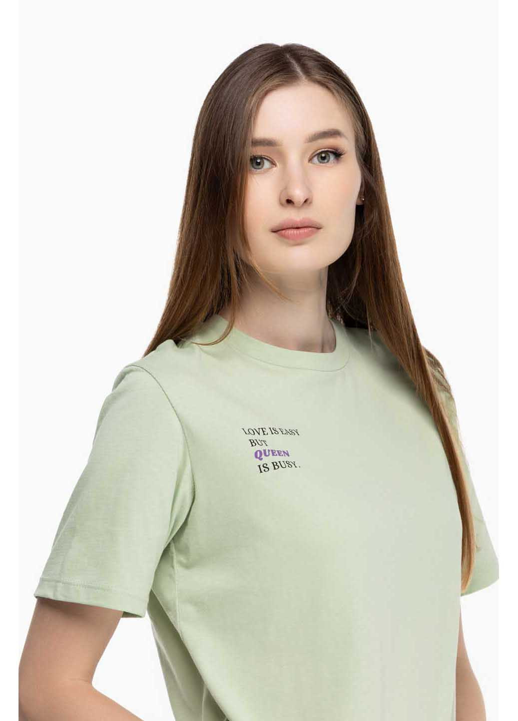 Оливковая демисезон футболка с принтом PEPPER MINT