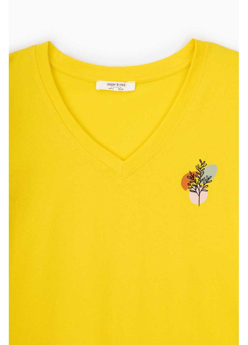 Желтая демисезон футболка с принтом PEPPER MINT