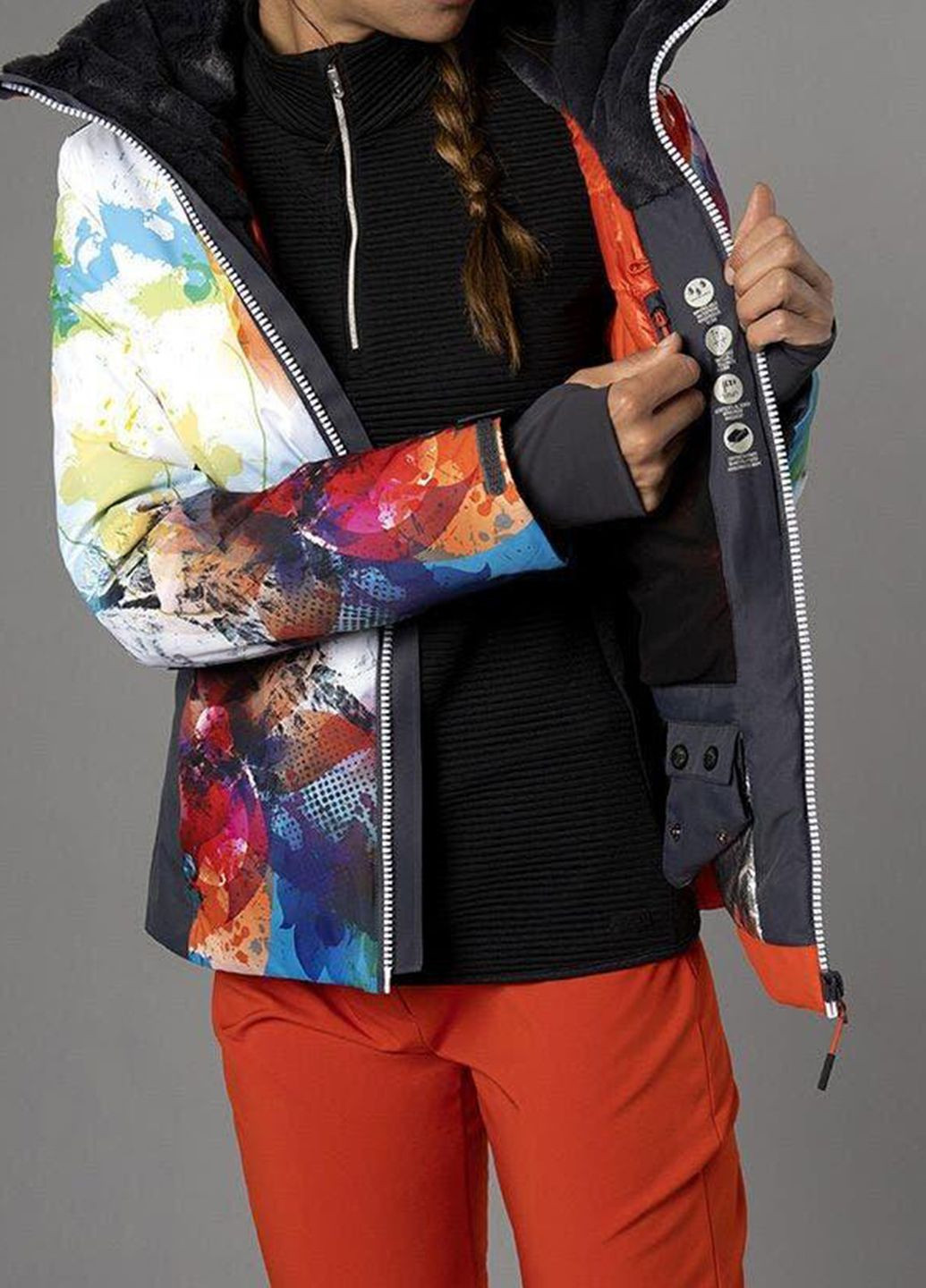 Лыжная куртка с ярким принтом Woman Jacket Fix Hood CMP (260362513)