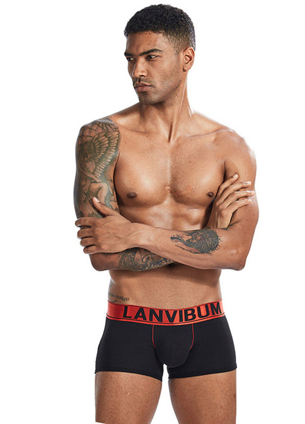 Мужские трусы хипсы Черный Нижнее белье хипсы Lanvibum (260360092)