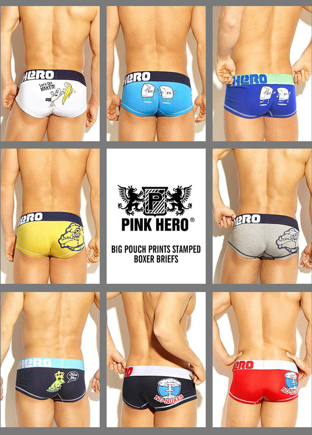 Мужские трусы хипсы Серый Стильное мужское белье Pink Hero (260360484)