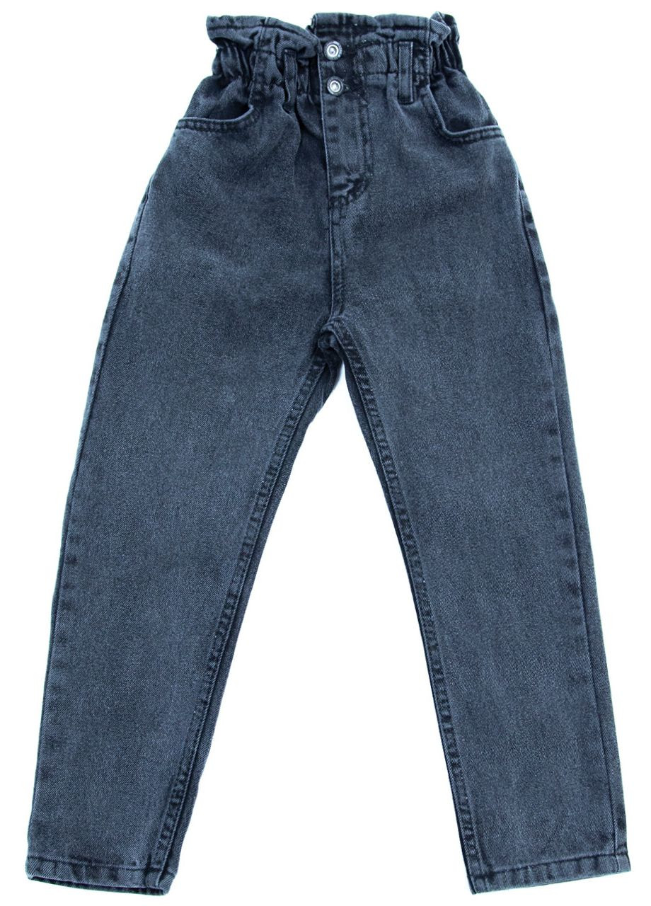 Серые демисезонные мом фит джинсы для девочек серые вареные мом с резинкой JEANSclub