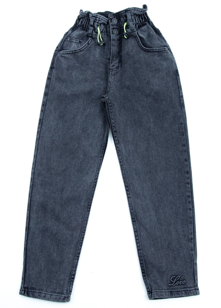 Серые демисезонные мом фит джинсы для девочек мом серые с резинкой Altun