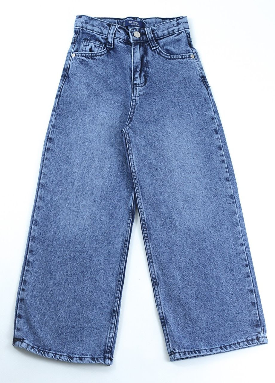 Синие демисезонные клеш джинсы для девочек светло-синие клеш от бедра Altun