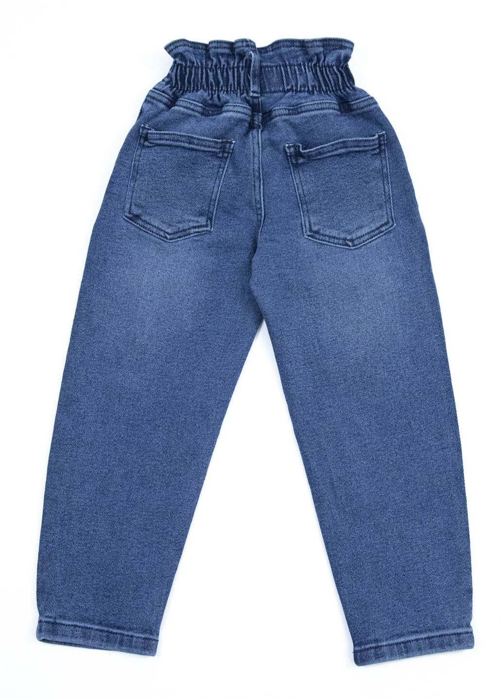 Синие демисезонные мом фит джинсы для девочек мом на резинке синие Altun