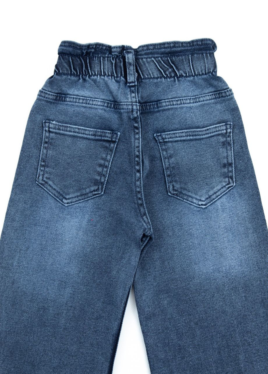 Серые демисезонные клеш джинсы для девочек широкие серые с резинкой Altun