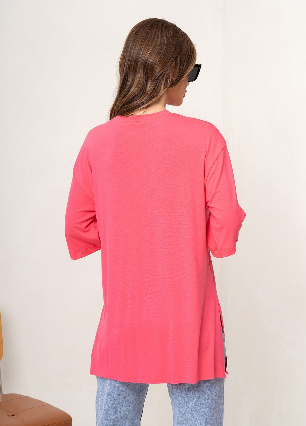 Малиновая летняя футболка женская с коротким рукавом ISSA PLUS 14079