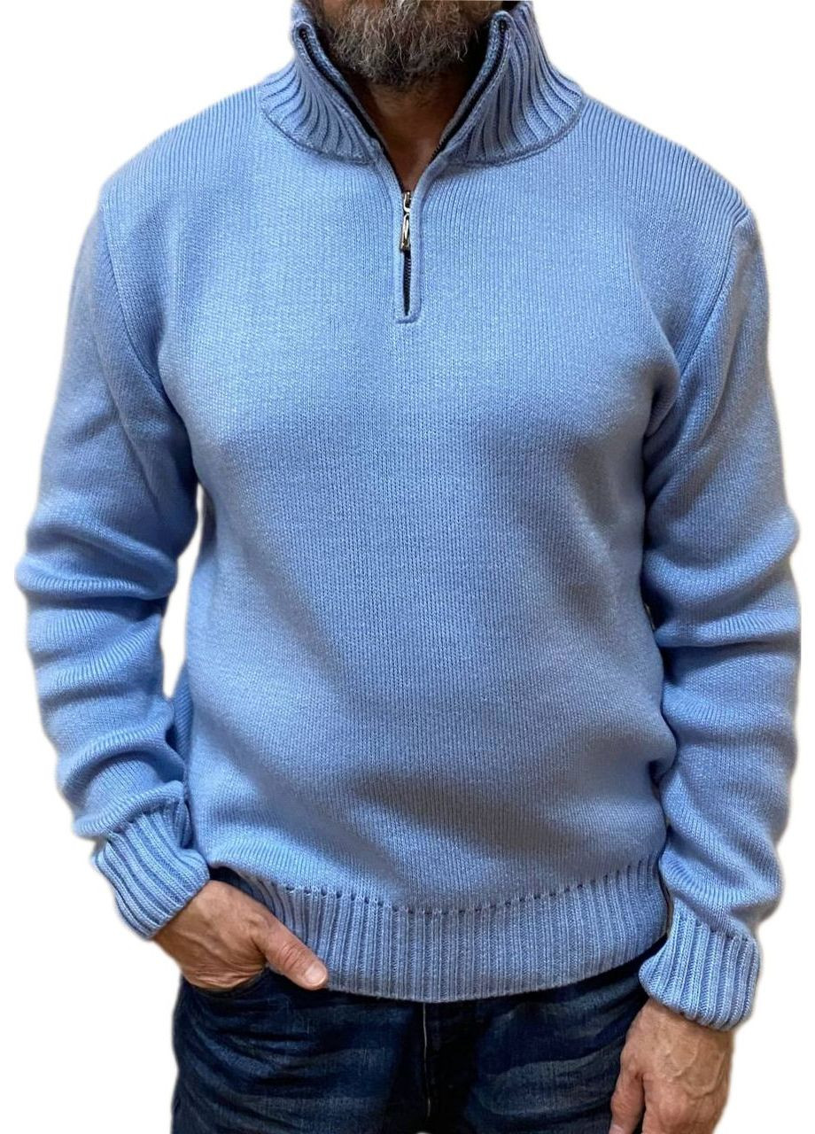 Голубой зимний свитер со змейкой Berta Lucci