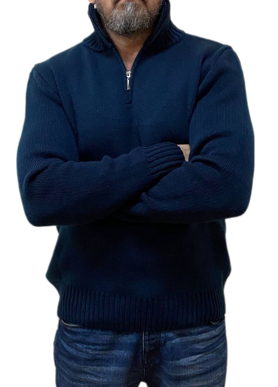 Темно-синій зимовий вовняний светр Berta Lucci