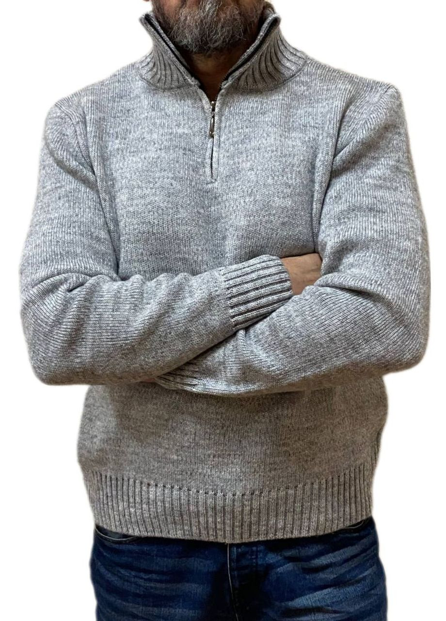 Серый зимний свитер со змейкой Berta Lucci