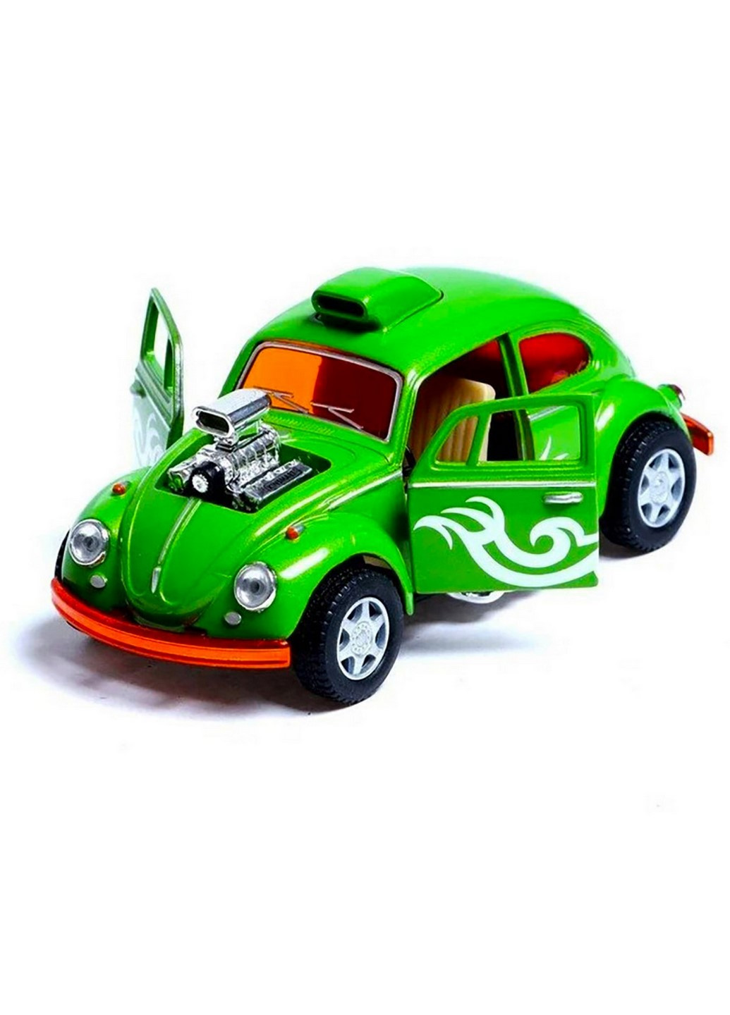 Машинка металева Volkswagen Beetle Custom Dragracer KT5405W інерційна 1:32 (Зелений) Kinsmart (260376908)