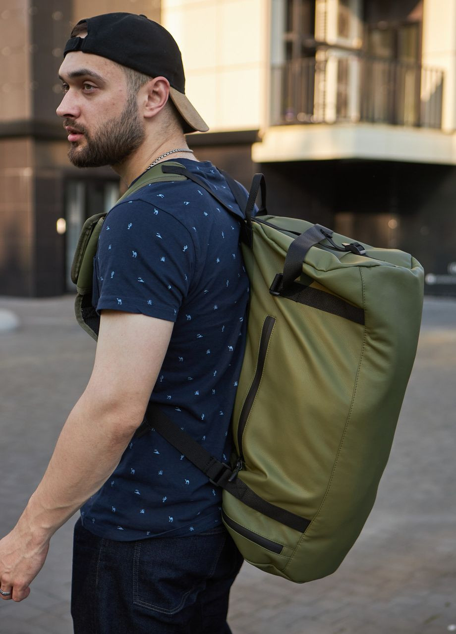 Багатофункціональна сумка-рюкзак з кишенею для взуття 37L на 3 відділення, в кольорі хакі No Brand Сумка barrel (260396288)