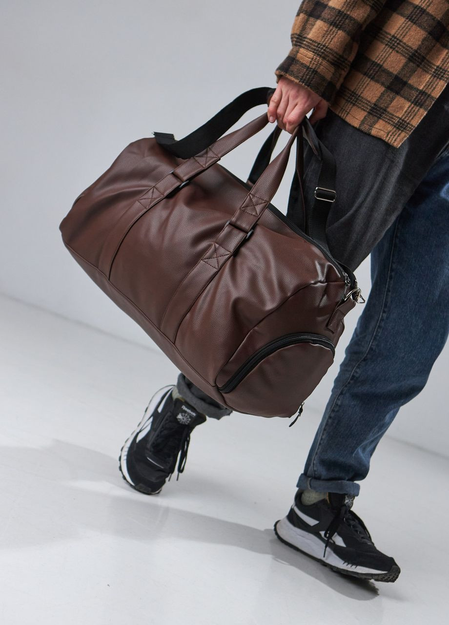 Спортивная дорожная сумка с карманом для обуви 35L Brown на 2 отделения зернистая No Brand сумка l. brown (260396325)