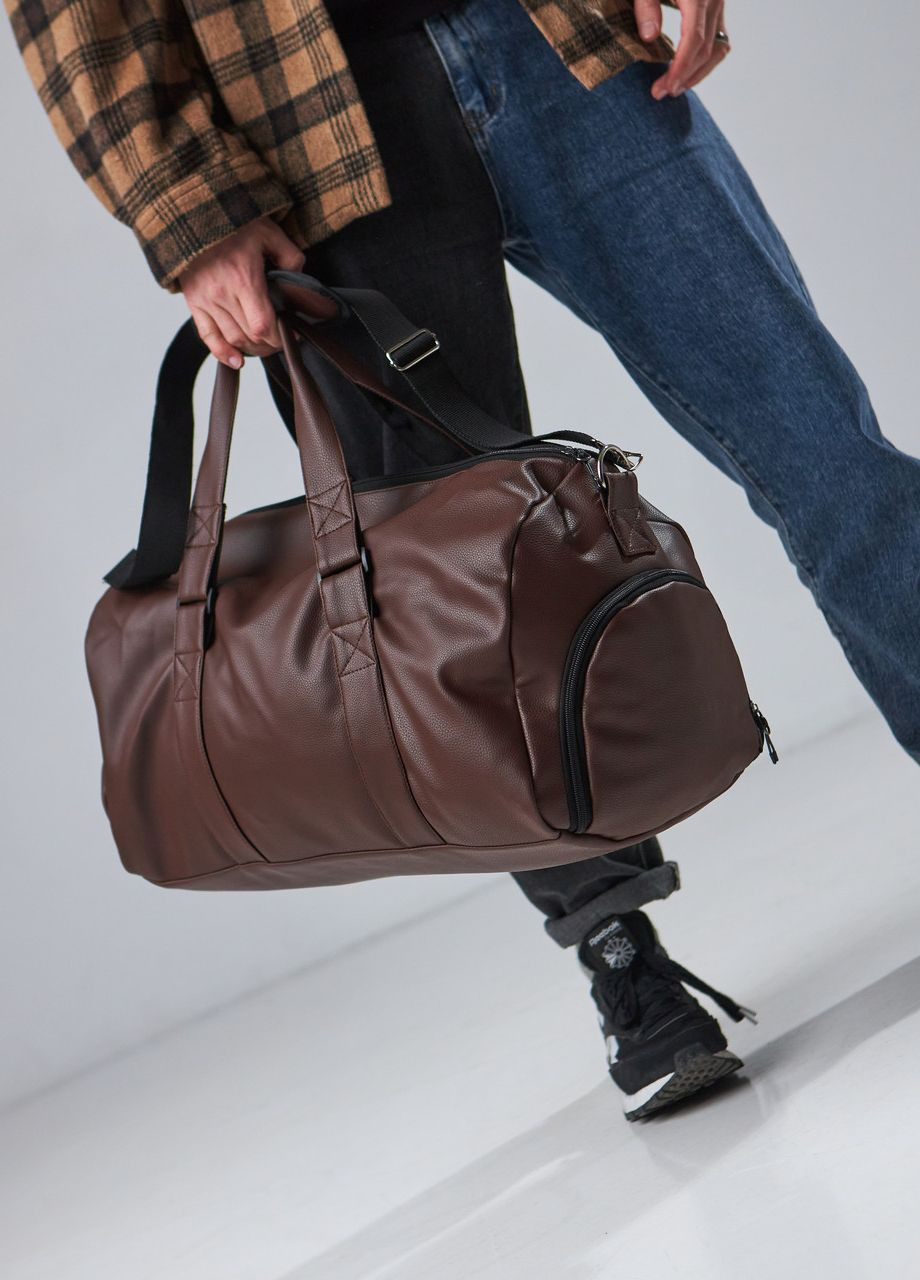 Спортивная дорожная сумка с карманом для обуви 35L Brown на 2 отделения зернистая No Brand сумка l. brown (260396325)