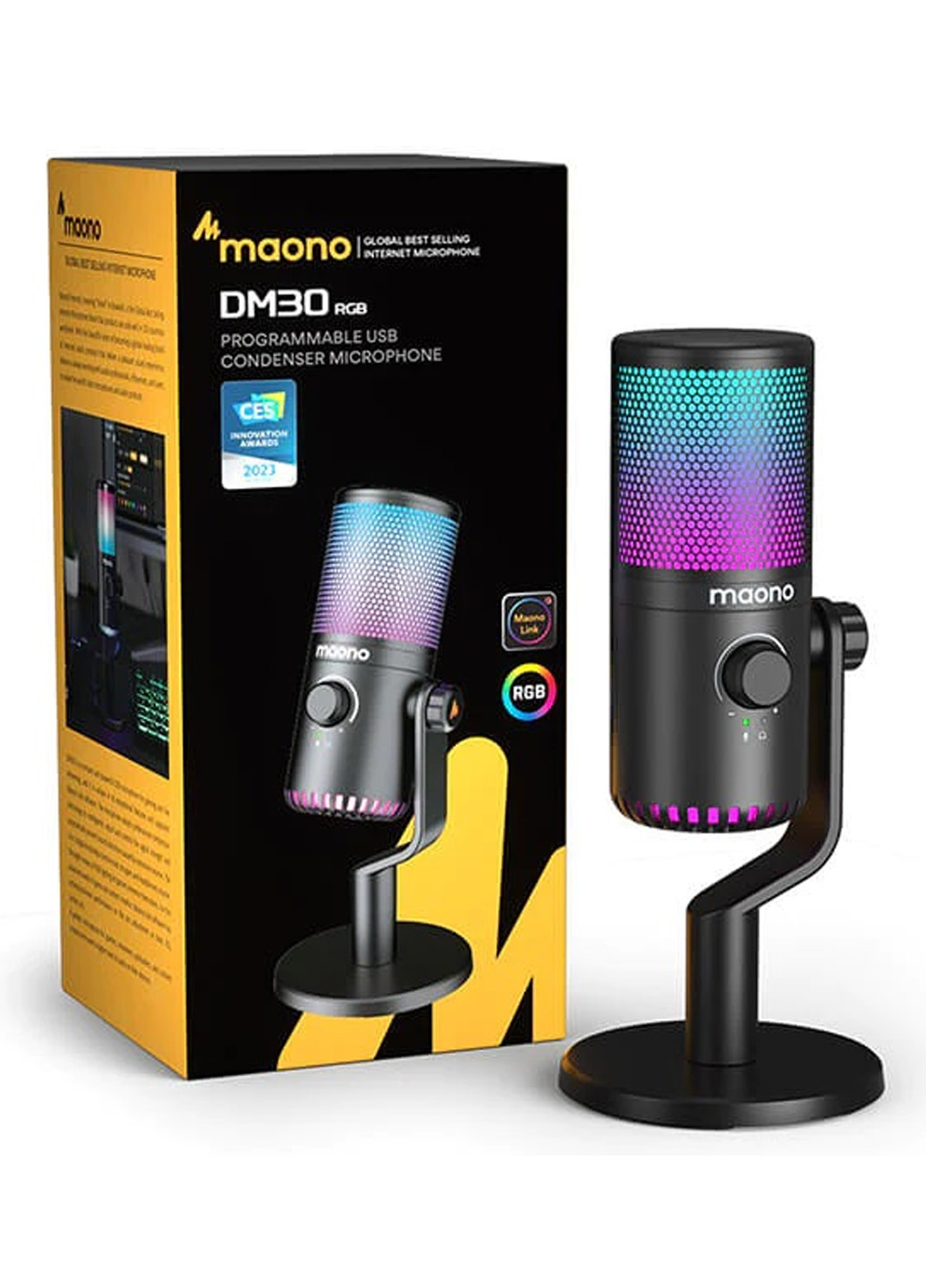 Ігровий USB мікрофон DM30 RGB з підсвічуванням Maono (260398345)