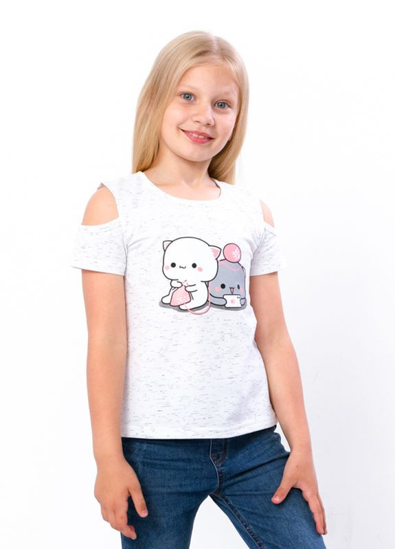 Біла літня футболка для дівчинки білий носи своє (6147-070-33-1-v1) Носи своє