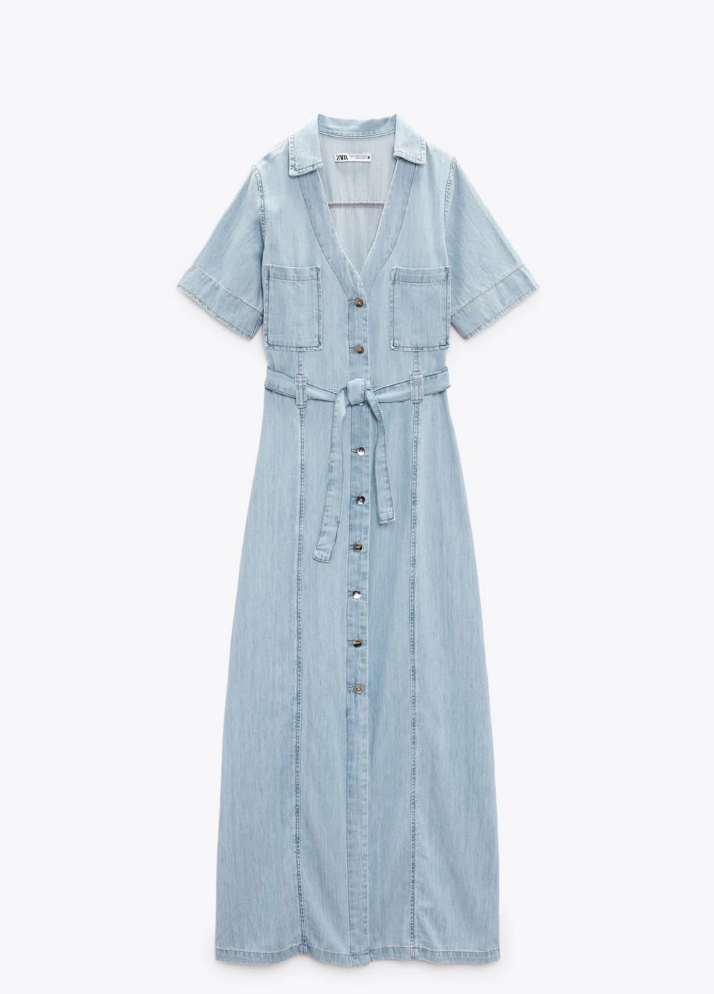 Синее джинсовое платье Zara однотонное