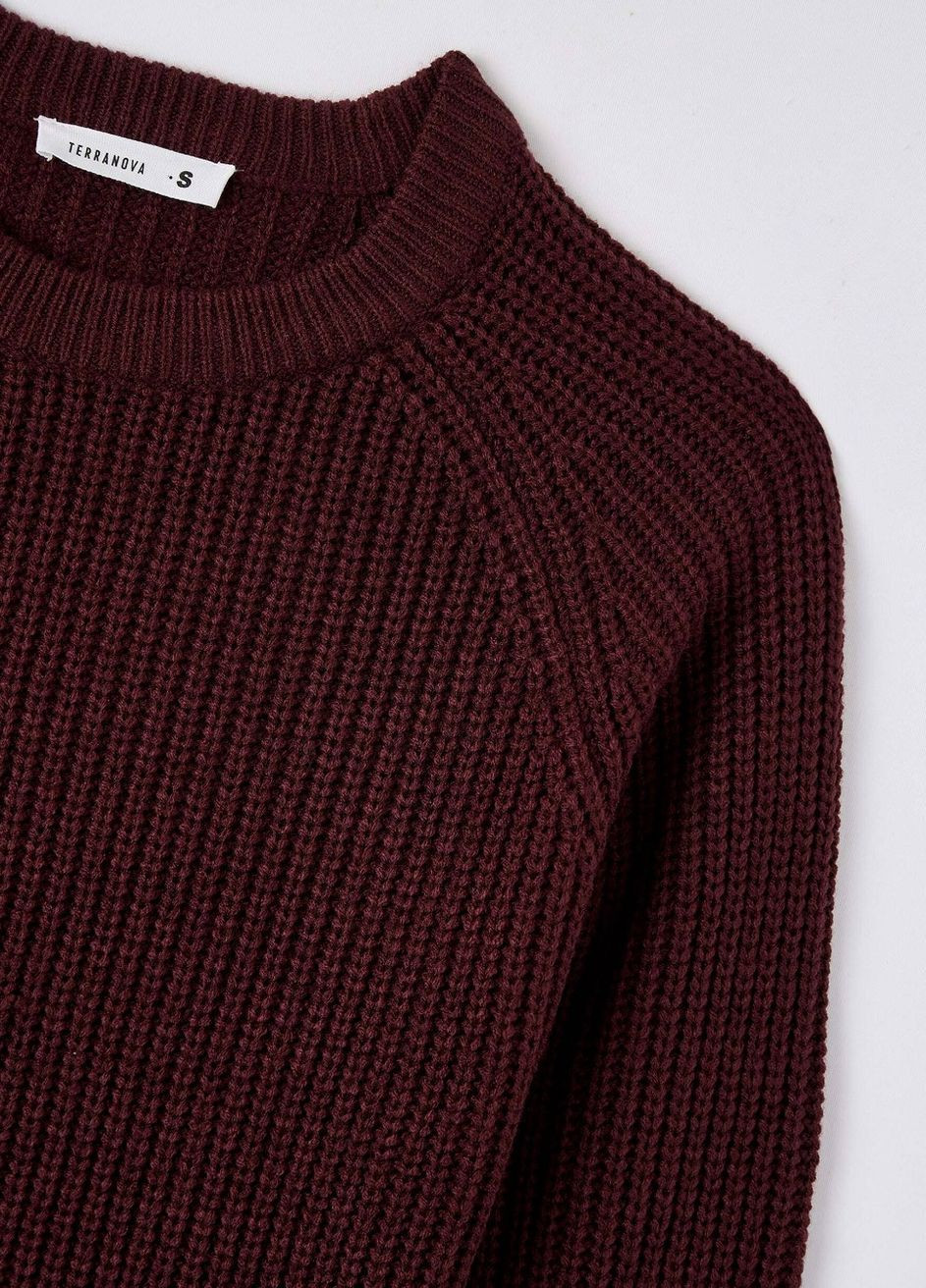 Бордовый зимний свитер жен Terranova