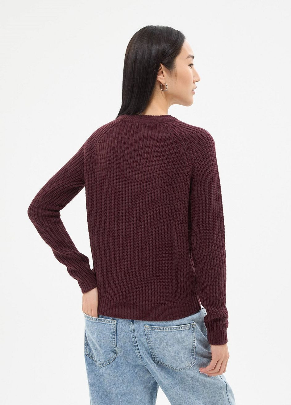 Бордовый зимний свитер жен Terranova